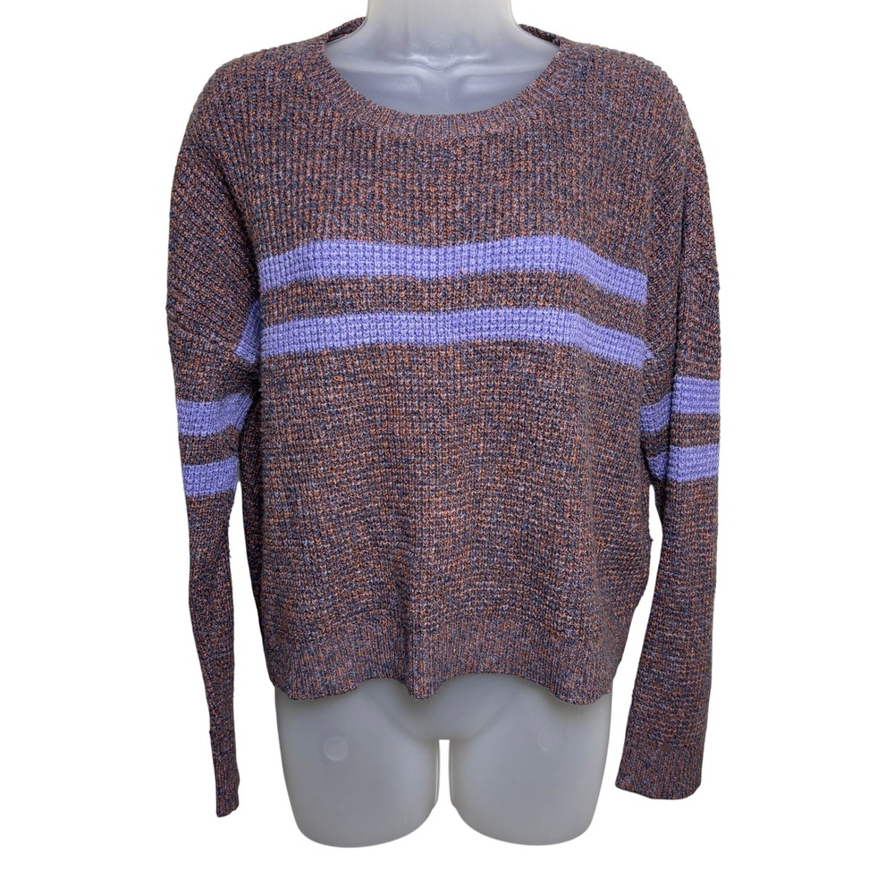 Kerisma Brown Chunky Knit Striped Crewneck‎ Pullover Sweater Womens Small Medium